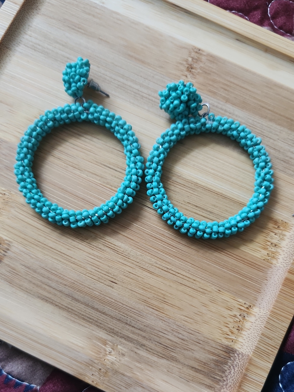 paparazzi Turquoise Beaded Hoop Earrings